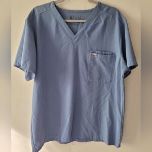 Figs Light Blue Casma Double Pocket Healthcare Nursing Medical Scrub Top Large